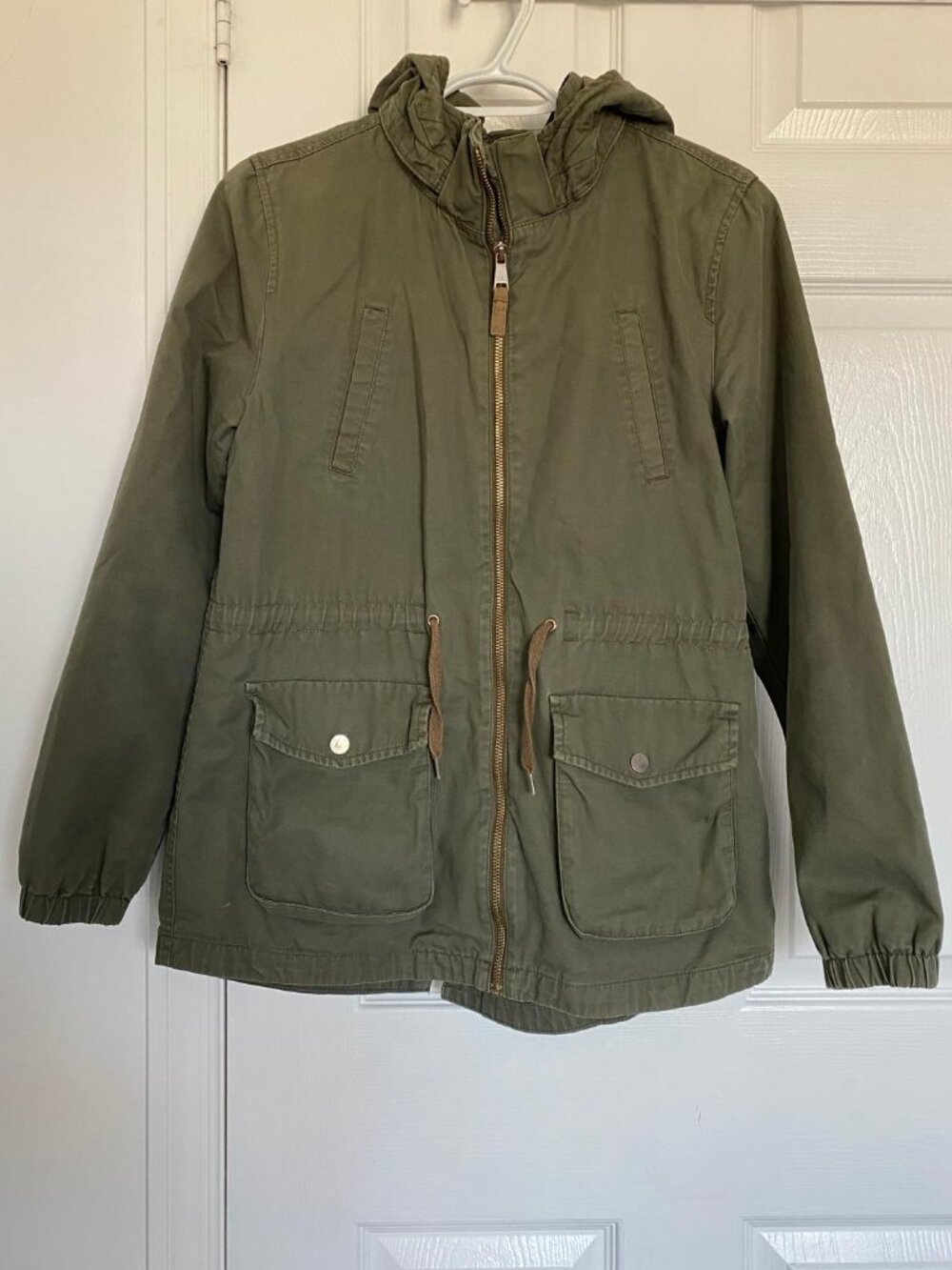 H&M Olive Green Hooded Utility Jacket Cargo Anorak Youth 12-13 / XXS - S